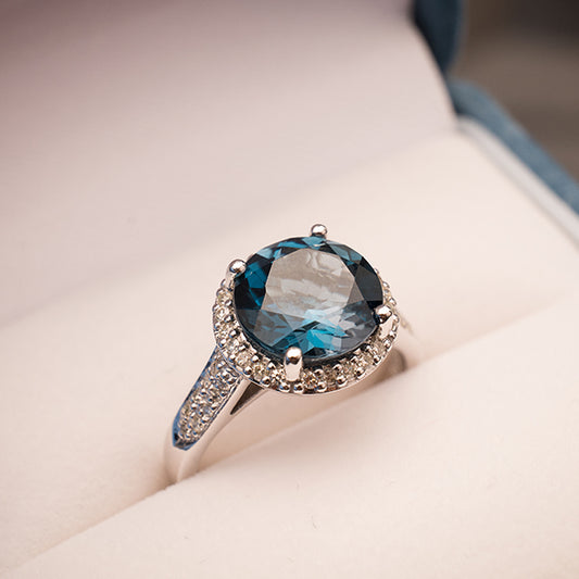 London Blue Topaz Engagement Rings