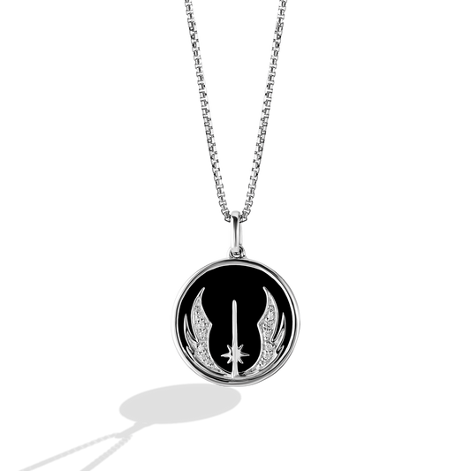 Women's Pendant with Black Onyx and Diamond Accents set in Sterling Silver