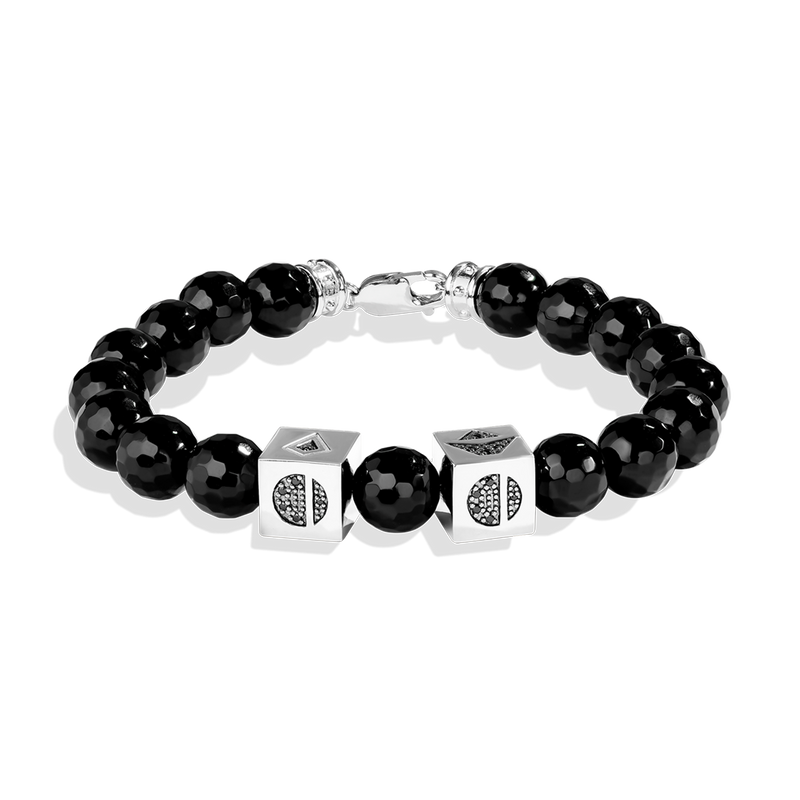 Star Wars Han Solo Inspired Men's Diamond Bracelet 1/5 CT.TW. Black Diamonds Black Onyx Beading Front View
