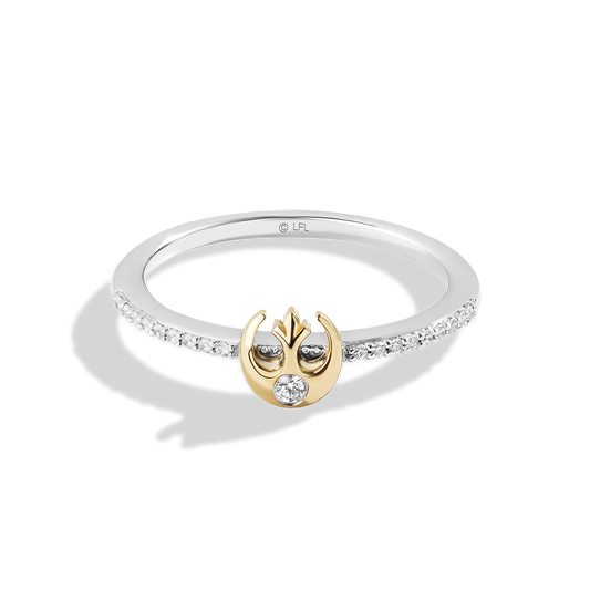 Women's Ring with 1/10 CT.TW. Diamonds set in 10K Yellow Gold and Sterling Silver