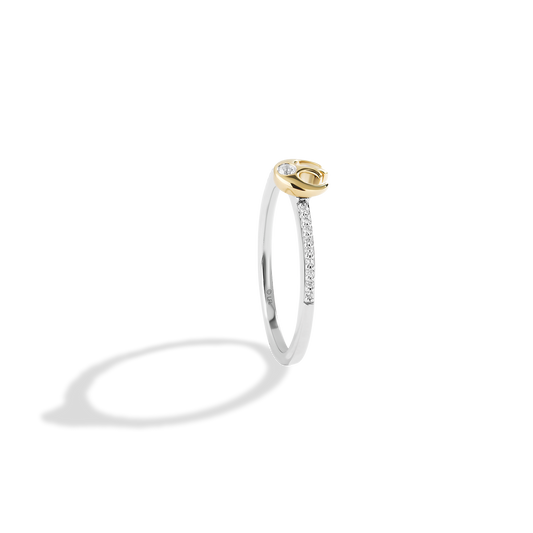 Women's Ring with 1/10 CT.TW. Diamonds set in 10K Yellow Gold and Sterling Silver