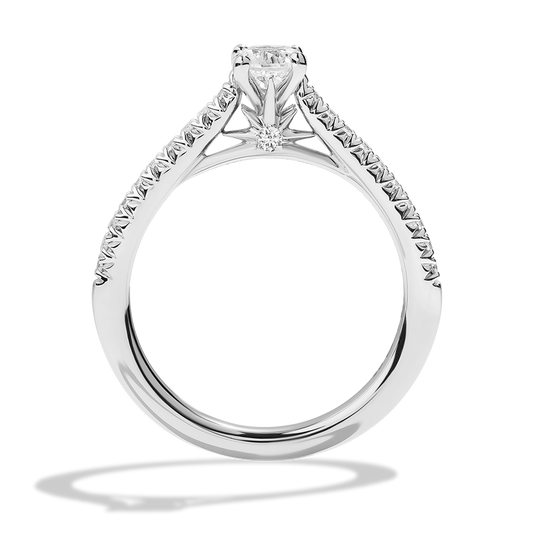 Women's Engagement Ring with 1/2 CT Round Center Diamond and 5/8 CT.TW. Diamonds set in 14K White Gold