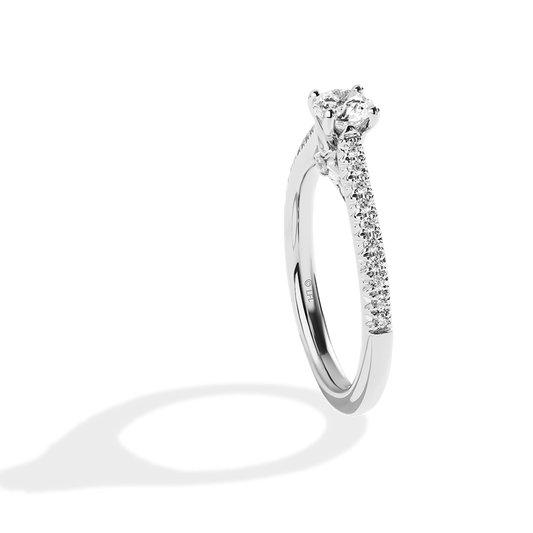 Women's Engagement Ring with 1/2 CT Round Center Diamond and 5/8 CT.TW. Diamonds set in 14K White Gold