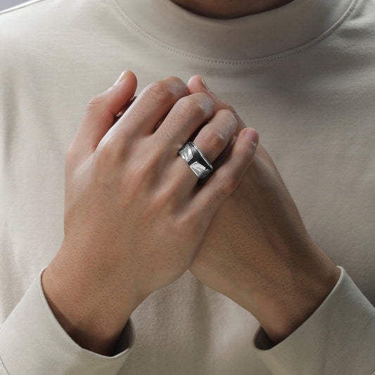 Men's Ring with Black Rhodium over Sterling Silver