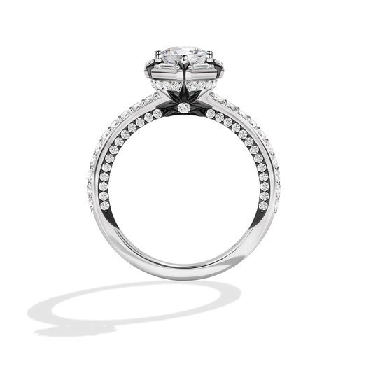 Women's Galaxy Star Engagement Ring with Lab Grown Diamonds set in 14K White Gold and Black Rhodium