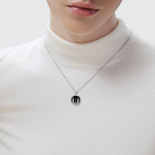 Women's Pendant with Black Onyx and Diamond Accents set in Sterling Silver