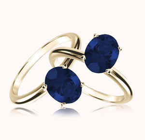 Two Blue Sapphire Solitaire Style, Yellow Gold Rings