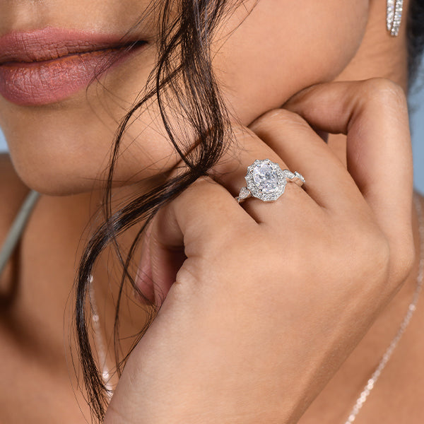 Vintage Halo Diamond Engagement Ring