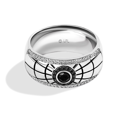 Men's Ring with Black Onyx and 1/4 CT.TW. Diamonds set in Sterling Silver with Black Rhodium