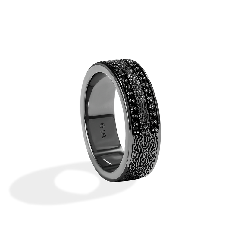 Star Wars  Han Solo™ WOMEN'S Diamond RING 1/3 CT.TW. Black Diamonds Silver with Black Rhodium Side View