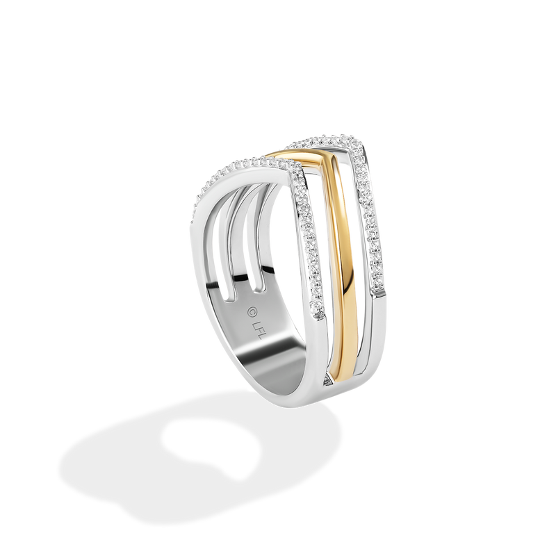 Star Wars Luke Skywalker™ LIGHT X DARK WOMEN'S  Diamond  RING 1/6 CT.TW. White Diamonds Silver and 10K Yellow Gold Side view