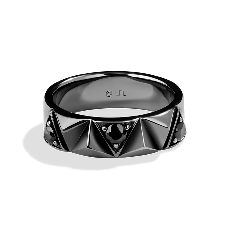 Star Wars Darth Vader™ MEN'S Diamond BAND 1/2 CT.TW. Black diamonds 14K White Gold Front View