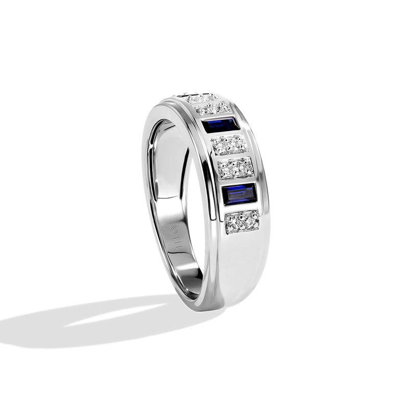 Star Wars R2-D2™ WOMEN'S Diamond BAND 1/5 CT.TW. White Diamonds and Blue Sapphire 14K White Gold Side view