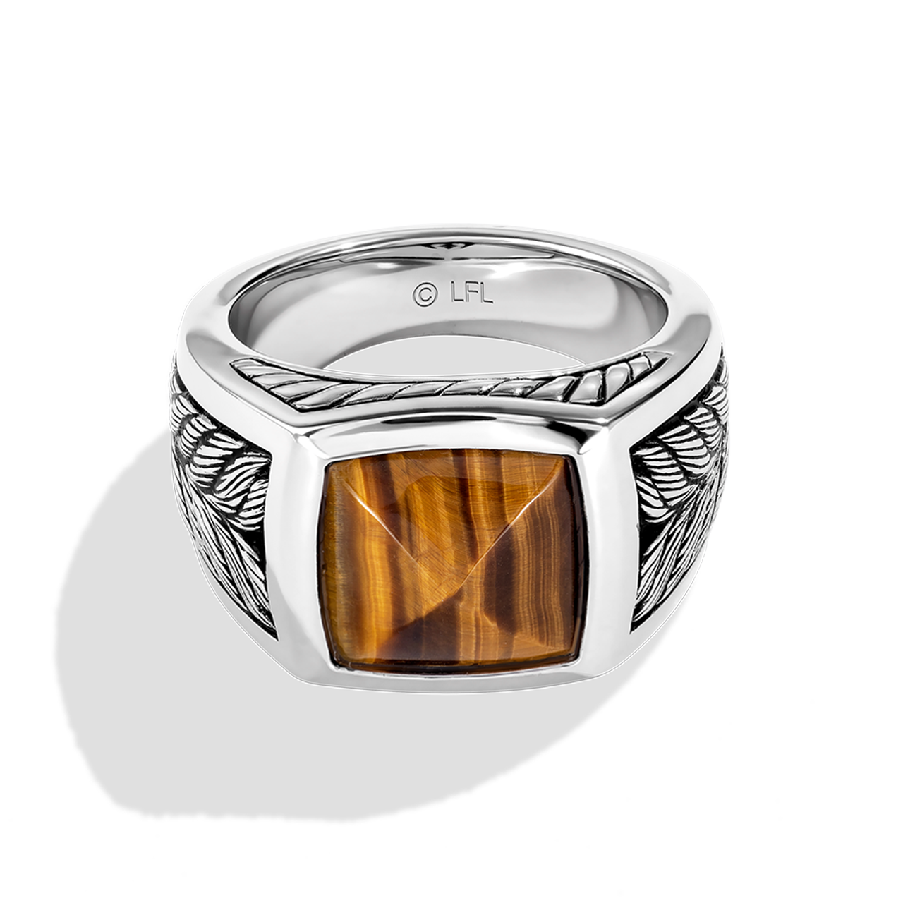Star Wars Chewbacca™ MEN'S RING Tiger Eye Gemstone Silver Front View