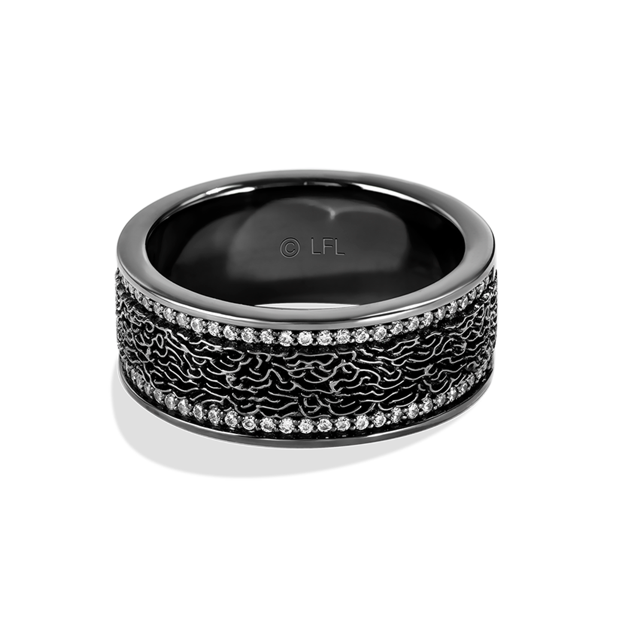 Star Wars  Han Solo™ MEN'S Diamond RING 1/5 CT.TW. White Diamonds Silver with Black Rhodium Front View