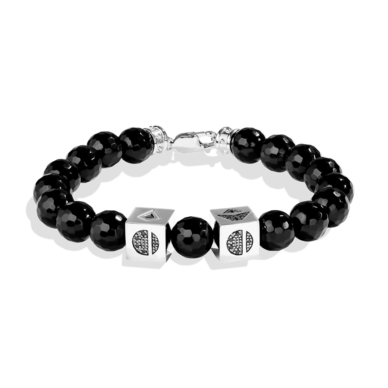 Star Wars Han Solo Inspired Men's Diamond Bracelet 1/5 CT.TW. Black Diamonds Black Onyx Beading Front View