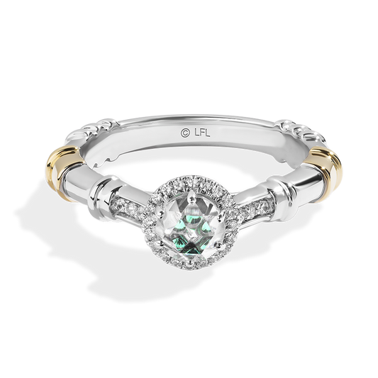 A JEDI™ MARK ENGAGEMENT RING 5/8 CT.TW. Diamond, Rosecut, Green Diopside, 14K White and Yellow Gold