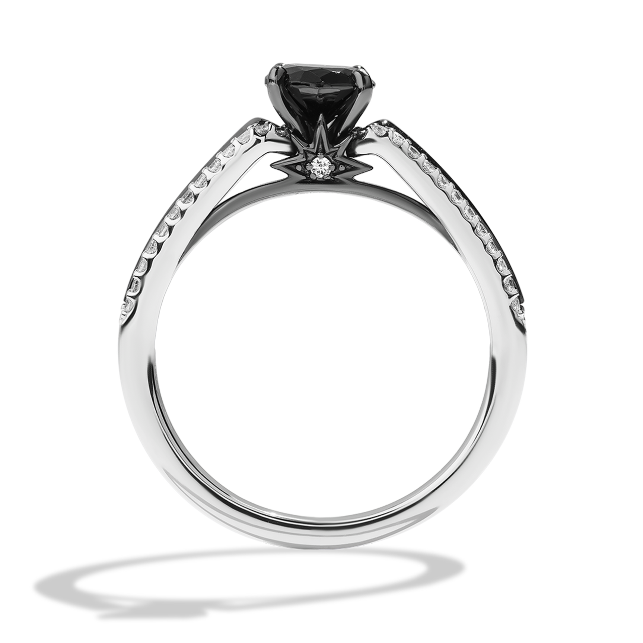 GUARDIANS OF LIGHT Diamond Engagement Ring, 1 CT.TW. Black and White Diamond, 14K White Gold with Black Rhodium