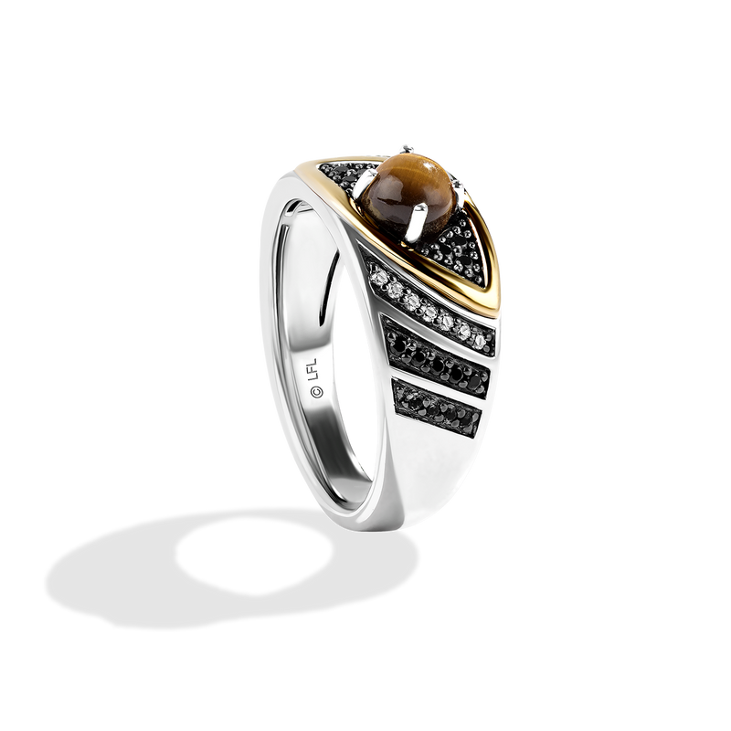 Star Wars™ Galactic Beings Black & White Diamonds Women's Ring in Sterling Silver & 10K Yellow Gold 1/5 CTTW View 2