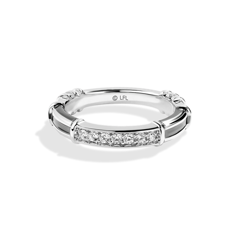 Star Wars™ Darth Vader Diamond Wedding Band in White Gold with Black Rhodium 1/6 CTTW View 1
