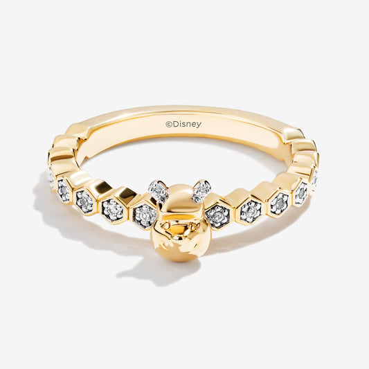 Women's Honeycomb Ring with 1/12  CT.TW. Diamonds in 14K Yellow Gold over Sterling Silver