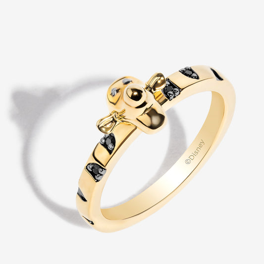 Women's Tigger Ring with 1/20 CT.TW. Black Diamonds in 14K Yellow Gold over Sterling Silver and Black Rhodium