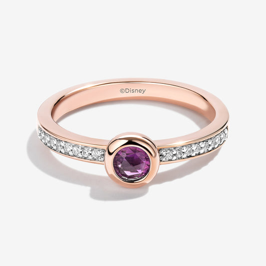 Women's Eeyore Ring with Amethyst and 1/10 CT.TW. Diamonds in 14K Rose Gold over Sterling Silver