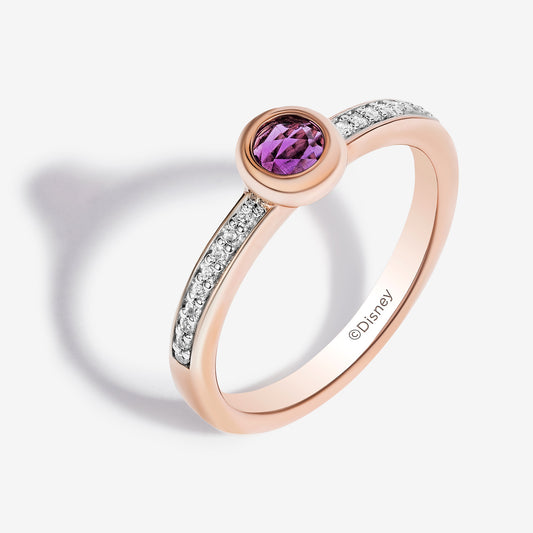 Women's Eeyore Ring with Amethyst and 1/10 CT.TW. Diamonds in 14K Rose Gold over Sterling Silver