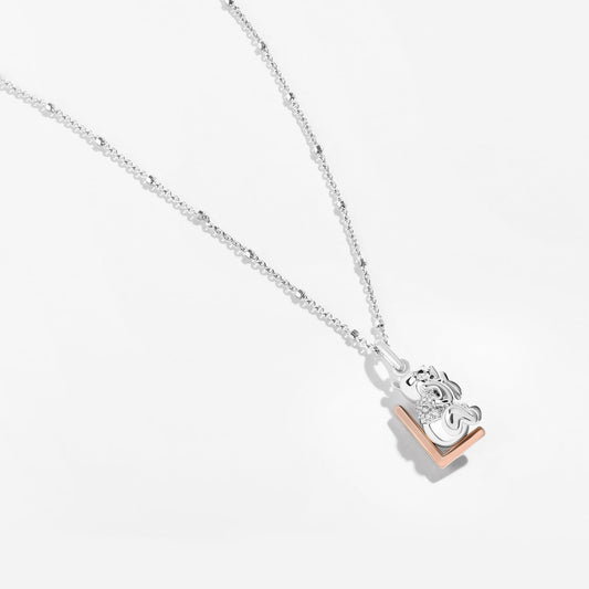 Women's Alphabet 'L' Necklace with 1/20 CT.TW. Diamonds in 14K Rose Gold over Sterling Silver