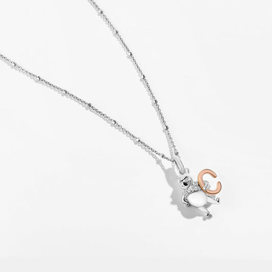 Women's Alphabet 'C' Necklace with 1/20 CT.TW. Diamonds in 14K Rose Gold over Sterling Silver