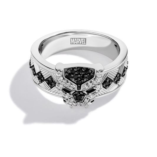Women's Ring with Black Spinel and 1/8 CT.TW Diamonds in Black Rhodium over Sterling Silver