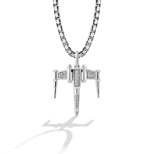 X-Wing™ Unisex Pendant with 1/10 CT.TW. Diamonds in Sterling Silver
