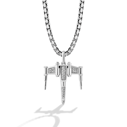 X-Wing™ Unisex Pendant with 1/10 CT.TW. Diamonds in Sterling Silver