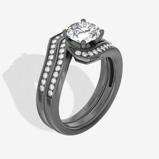 Women's Engagement Ring with Lab Grown Diamonds in Black Rhodium over 14K White Gold
