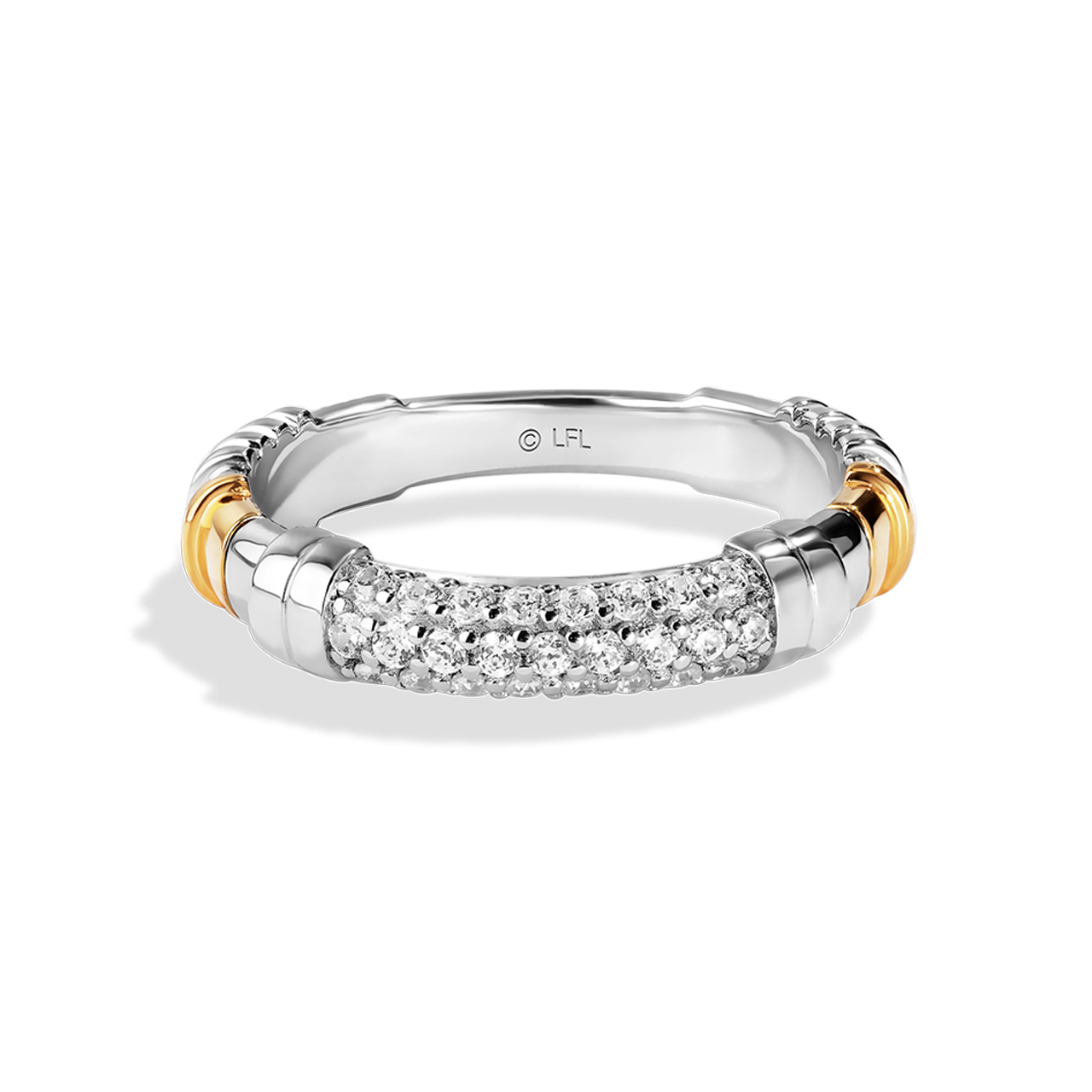 Star Wars The Luke Skywalker WOMEN'S Diamond BAND 1/4 CT.TW. White Diamonds 14K White and Yellow Gold front View