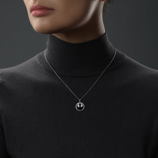 Women's
 Pendant with Black Onyx and Diamond Accents set in Sterling Silver