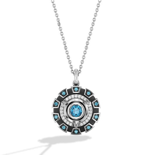 Women's Necklace with Swiss Blue Topaz and 1/10 CT.TW. Diamonds in Sterling Silver