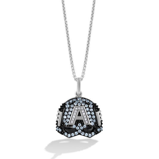 Women's Necklace with Swiss Blue Topaz and 1/20 CT.TW Diamonds in Black Rhodium over Sterling Silver