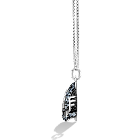 Women's Necklace with Swiss Blue Topaz and 1/20 CT.TW Diamonds in Black Rhodium over Sterling Silver