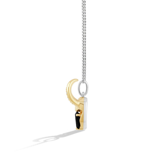 Women's Necklace with Black Onyx and 1/20 CT.TW Diamonds in 14K Yellow Gold over Sterling Silver
