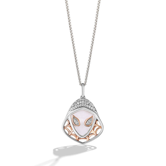 Women's Ghost Spider Necklace with Special Cut Mother of Pearl and 1/10 CT.TW Diamonds in 14K Rose Gold over Sterling Silver