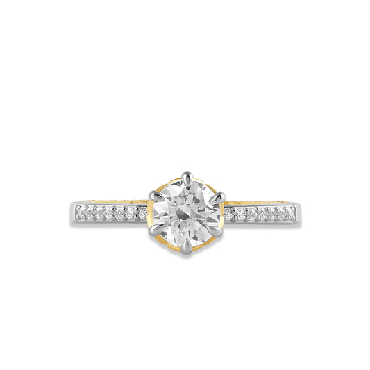 Women's Engagement Ring with Citrine, Red Garnet, Peridot, Amethyst, Swiss Blue Topaz and Lab Grown Diamond in 14K Yellow Gold