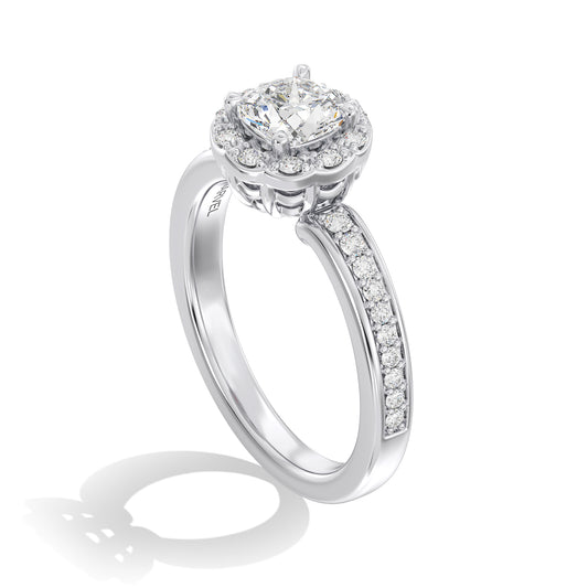 Women's Engagement Ring with Lab Grown Diamond in 14K White Gold