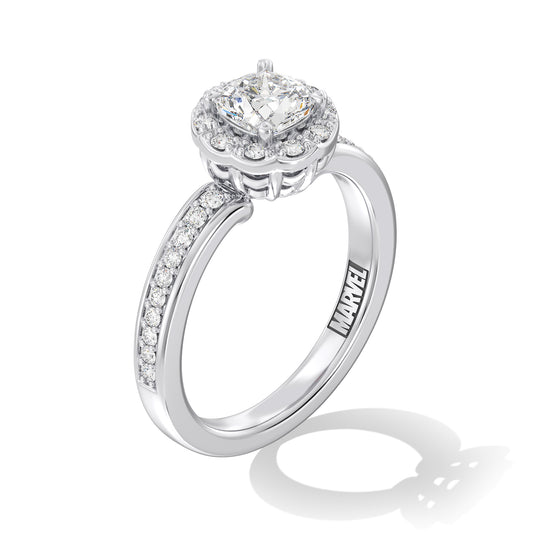 Women's Engagement Ring with Lab Grown Diamond in 14K White Gold