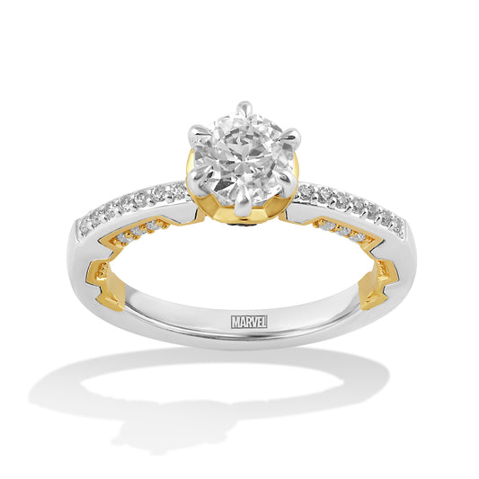 Women's Engagement Ring with Citrine, Red Garnet, Peridot, Amethyst, Swiss Blue Topaz and Lab Grown Diamond in 14K Yellow Gold
