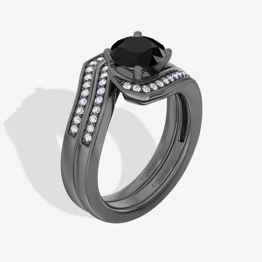 Women's Engagement Band with 1/20 CT.TW. Diamonds in Black Rhodium over 14K White Gold