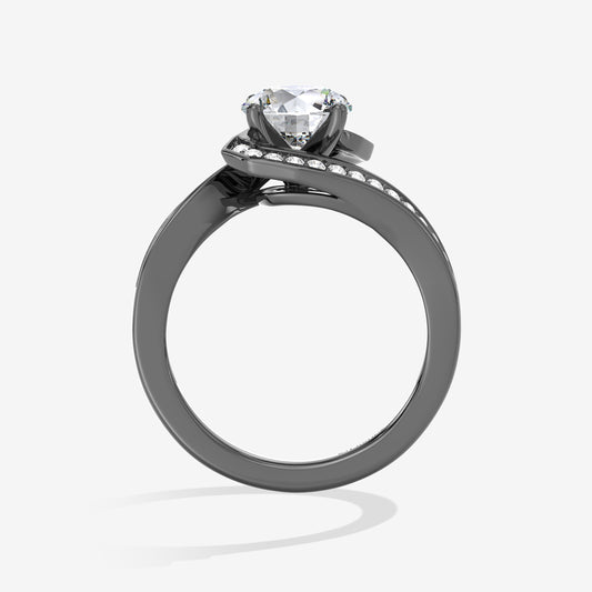 Women's Engagement Ring with Lab Grown Diamonds in Black Rhodium over 14K White Gold