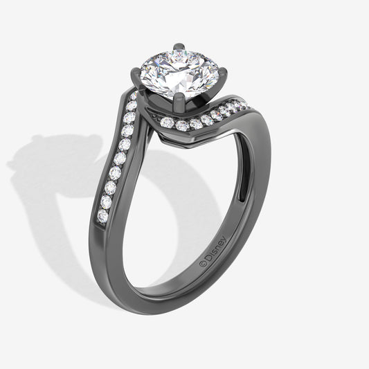 Women's Engagement Ring with Lab Grown Diamonds in Black Rhodium over 14K White Gold