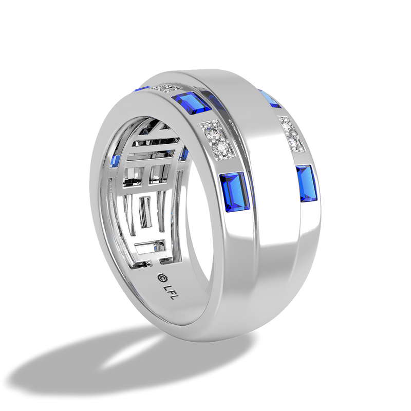 Star Wars™ R2-D2 Sapphire Women's Ring in 10K White Gold 1/10 CTTW View 2