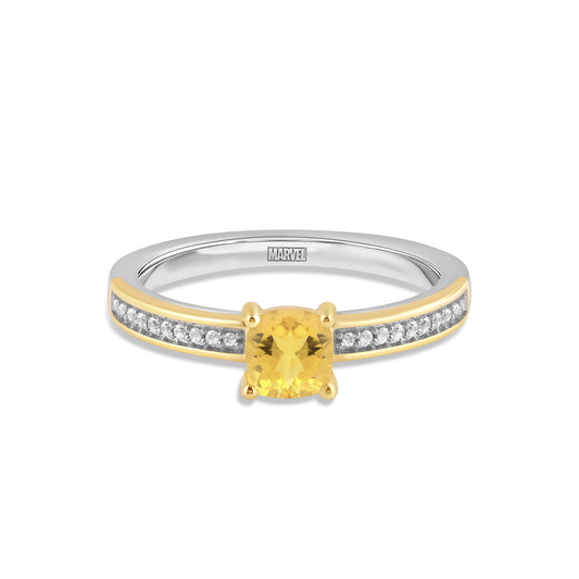 Women's Ring with Maderia Citrine and 1/20 CT.TW Diamonds 10K Yellow Gold and Sterling Silver